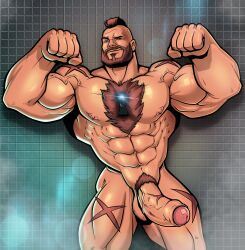 1boy abs balls ballsack bara beard beefy bicep_curl biceps big_biceps big_penis blitzturner blue_eyes body_hair bodybuilder brown_hair cellphone chest_tuft daddy dilf erect_penis erection facial_hair flexing foreskin hairy_chest hairy_male hard_on human intact large_penis male male_nipples male_only male_pubic_hair manly masculine mature_male mohawk_(hairstyle) muscles muscular_male mustache nude_male partially_retracted_foreskin pecs penis quads scars scrotum shiny_skin smartphone smooth_skinned_male solo street_fighter testicles thick_legs thick_penis thick_thighs thighs uncle uncut veiny_penis wrestler zaddy zangief