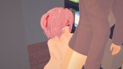 1boy 1girls 3d closet doki_doki_literature_club ecxreaper fellatio female human koikatsu male natsuki_(doki_doki_literature_club) nude_female oral