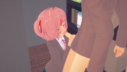 1boy 1girls 3d closed_eyes closet doki_doki_literature_club ecxreaper erection fellatio female human koikatsu male natsuki_(doki_doki_literature_club) oral penis