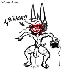 angry anthro anubian_jackal ayden_feuer balls big_balls big_ears big_eyes big_penis bodily_fluids canid canine canis clenched_teeth custom_species dripping genital_fluids genitals hi_res jackal long_penis male mammal markings penis piercing precum precum_drip precum_string pubes simple_background solo speech_bubble tattoo teeth text toony