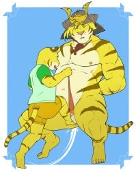 9x9 age_difference anthro armor ballbusting carp_streamer clothed clothing cock_and_ball_torture control_bestow_therapy duo father father_and_child father_and_son felid genital_torture headgear helmet hi_res kick lifewonders macan_(tokyo_afterschool_summoners) magan male male/male male_only mammal mostly_nude muscular navel nipples pain pantherine parent parent_and_child pecs roidgut size_difference son tiger tokyo_afterschool_summoners video_games