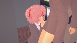 1boy 1girls 3d closet doki_doki_literature_club ecxreaper fellatio female handjob human koikatsu male natsuki_(doki_doki_literature_club) oral