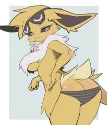 animated anthro ass ass_shake beach_attire big_ass big_breasts black_eyes black_panties butt butt_blush cute ear_wag ears_down eeveelution eyewear_on_head furry game_freak glasses jolteon long_ears looking_back mp4 nintendo no_sound panties pokémon_(species) pokemon pokemon_species seductive_smile shades shaking shimapan short_tail smile smug striped_panties sunglasses sunglasses_on_head sweat sweatdrop tail tailwag thought_bubble underwear video white_fur yellow_fur yuio