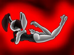 4n0nym0u5 ass ass_up biting_lip black_dress bunny bunny_ears dress_lift female female_only five_nights_at_freddy's five_nights_at_freddy's:_security_breach furry furry_only hand_on_head looking_at_viewer lying_down lying_on_ground rabbit rabbit_girl red_background shaded showing_ass simple_background simple_shading smiling smiling_at_viewer vanny_(fnaf) white_body white_fur