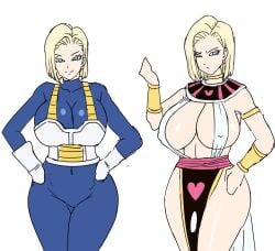 1girls android_18 blonde blonde_female blonde_hair blue_eyes cameltoe cleavage curvy dragon_ball erect_nipples female god_of_destruction goddess_of_destruction huge_areolae huge_ass huge_breasts pinkpawg puffy_nipples saiyan_armor short_hair shounen_jump sketch thick_lips vegeta_(cosplay) voluptuous wide_hips yellow_hair