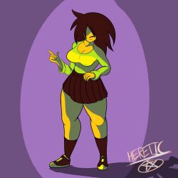 1girls aged_up big_breasts deltarune deltarune_chapter_1 deltarune_chapter_2 female hair_over_one_eye heresyarts kris_(deltarune) kris_female_(deltarune) kristi_(deltaglamour) medium_hair solo tagme thick_thighs wide_hips