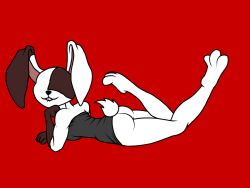 4n0nym0u5 ass ass_up biting_lip black_dress bunny bunny_ears dress_lift female female_only five_nights_at_freddy's five_nights_at_freddy's:_security_breach furry furry_only hand_on_head looking_at_viewer lying_down lying_on_ground rabbit rabbit_girl red_background showing_ass simple_background simple_coloring smiling smiling_at_viewer vanny_(fnaf) white_body white_fur