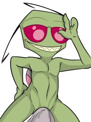 1boy illegaleel invader_zim male male_only nickelodeon nude solo towel towel_on_penis white_background zim