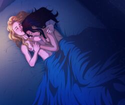 2girls arrowverse bed cuddling dc dc_comics dreamer_(supergirl) female_only hugging kara_danvers kara_zor-el lesbian multiple_girls nia_nal nude sleeping supergirl supergirl_(series) wholesome yuri