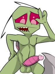 1boy balls illegaleel invader_zim male male_only nickelodeon nude penis solo towel white_background zim