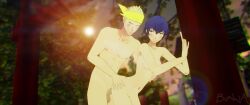 1boy 1boy1girl 1girls animated blue_hair bunnxarts female headband human kanji_tatsumi male male/female mp4 no_sound pale_skin persona persona_4 sex sex_from_behind shirogane_naoto standing_sex tagme video