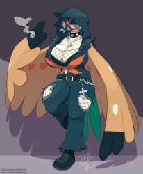 big_breasts breasts cigarette decidueye female female_decidueye ficusart pokemon pokemon_sm pokemon_usm tagme wide_hips