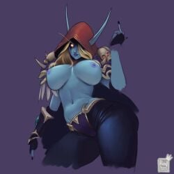 big_hips blue_skin breasts hooded pinup reynsfw reysson sylvanas_windrunner tagme topless topless_female warcraft wip world_of_warcraft