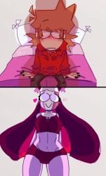 1boy demon_girl eddsworld female fnf_mods friday_night_funkin imminent_sex nun nun's_habit pink_bed sarvente_(dokki.doodlez) sex sweatshirt tord_(eddsworld)