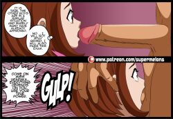 1boy 1girls all_might all_the_way_to_the_base balls big_penis comic dark-skinned_male deepthroat fellatio female interracial large_penis male my_hero_academia ochako_uraraka oral patreon penis straight sucking super_melons surprised testicles