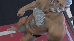 3d 3d_(artwork) chest_hair dilf galianbeastsfm jockstrap looking_at_viewer male_only overwatch reinhardt scar_across_eye seductive_look white_hair