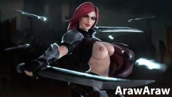 3d arawaraw breasts katarina_du_couteau league_of_legends