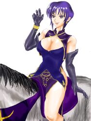 1girls bare_legs bare_thighs boots breasts cleavage earrings elbow_gloves female female_only fire_emblem fire_emblem:_the_blazing_blade gloves horse horseback_riding large_breasts legs morison_no.1 nintendo open_mouth purple_eyes purple_hair riding smile solo thighs ursula_(fire_emblem) villain white_background