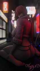 1girls 3d ass athletic athletic_female big_breasts breasts bubble_butt busty female female_focus female_only fluffy3d full_body hourglass_figure king_of_fighters king_of_fighters_xv kneeling long_hair rear_view red_hair shermie_(kof) sideboob snk solo tagme wide_hips