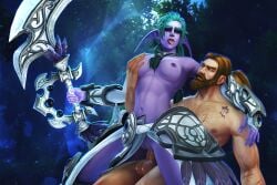 1boy 1boy1girl 1girls athletic_female cheating elf female human human_(world_of_warcraft) human_male human_penetrating interspecies light-skinned_male male male_human/female_elf night_elf nude pointy_ears sex skirt tattoo thismelancholic tyrande_whisperwind vaginal_penetration vaginal_sex warcraft world_of_warcraft