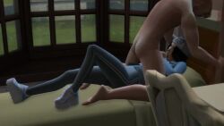 1boy 1girls 3d anal_sex animated brown_hair clothed_female_nude_male cum_in_ass cum_in_mouth deepthroat fellatio female forced_blowjob freemale long_hair male penis sirius_eyes_asmr sound straight tagme the_sims the_sims_4 video yoga_pants