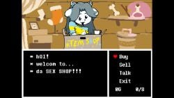 2d axe_ltoots breasts color dialogue english english_dialogue english_text mod pixel_art shop sprite sprite_art tagme temmie temmie_(undertale) text undertale undertale_(series)