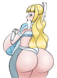 1girls ass ass_expansion ass_focus back back_view bangs bare_back bare_thighs blonde_female blonde_hair blue_eyes breasts charlotte_(fire_emblem) female female_only fire_emblem fire_emblem_fates gigantic_breasts huge_ass inner_thighs long_hair looking_back nintendo panties solo thighs white_panties zackshun