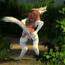 1:1 3d_(artwork) anthro anus ass blender_(software) clitoral_hood digital_media_(artwork) female fluffy fluffy_tail forest forest_background fur genitals hi_res looking_at_viewer mysteryboy18 nature nature_background nude plant prehensile_clitoral_hood presenting presenting_anus presenting_hindquarters presenting_pussy pussy sergal sergal_(untied_verbeger) solo spreading tongue tongue_out tree vaginal_penetration white_body white_fur