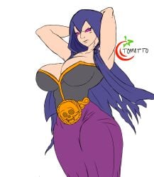 armpit arms arms_behind_head clash_(series) clash_of_clans clash_royale clothed clothed_female clothing female female_only fully_clothed fully_clothed_female glowing_eyes huge_ass huge_breasts posing presenting_breasts solo solo_male supercell tomatt0 voluptuous voluptuous_female witch_(clash_of_clans)