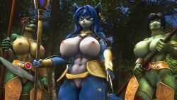 3d 3d_(artwork) 3girls abs anthro anthro_only armor big_breasts breasts canid canine digital_media_(artwork) ear_piercing ear_ring female female_only fox group hi_res jewelry krystal lizard looking_at_viewer mammal melee_weapon muscular muscular_female nintendo outside petruz_(copyright) piercing polearm reptile sanguine_paladin scalie sharpclaw sharpclaw_lady(star_fox) source_filmmaker spear staff star_fox sword tribal video_games weapon