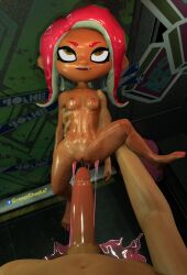 1boy 1girls dark-skinned_female greasycheeks7 living_room octoling octoling_girl size_difference small_breasts splatoon tagme uncensored