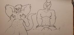 abs barazoku canid canine canis grope hi_res invalid_tag lutrine male male/male mammal muscular mustelid nipples scrap wolf