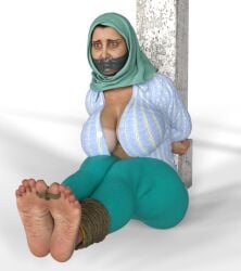 3d bondage chubby daz3d gag gagged hijab mature_female milf tikka