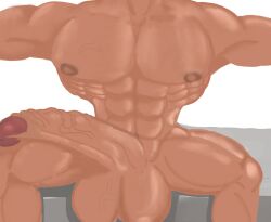 1boy abs balls bara big_balls big_breasts big_penis kaique1 male male_focus male_only muscle muscular muscular_male penis seated solo solo_focus tanned tanned_male tanned_skin