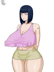 1girls breasts female female_only grizzlyart hi_res hyuuga_hinata large_breasts mature_female milf naruto pussy skirt solo venus_body