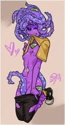 2019 animal_humanoid cephalopod cephalopod_humanoid clothed clothing clothing_lift eldritch_horror female heart hi_res humanoid marine marine_humanoid mollusk mollusk_humanoid monster_prom pseudo_hair purple_body purple_skin qsy shirt shirt_lift solo tentacle tentacle_hair topwear zoe_(monster_prom) zoe_z'gord_(monster_prom)