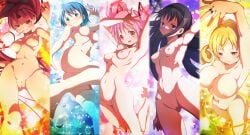 5girls absurdres akemi_homura black_hair blonde_hair blue_eyes blue_hair breasts cameltoe cleft_of_venus completely_nude dai_toro drill_hair female female_only female_pubic_hair hairband henshin highres human jewelry long_hair madoka_kaname magical_girl mahou_shoujo_madoka_magica miki_sayaka multiple_girls nipples nude open_mouth pink_eyes pink_hair ponytail pubic_hair purple_eyes pussy red_eyes red_hair ring sakura_kyouko short_hair short_twintails single_thighhigh teeth thighhighs tomoe_mami twin_drills twintails yellow_eyes