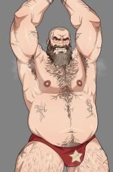 1boy 2025 alexei_shostakov armpit_hair armpits bear beard blush fat fat_male gay hairy_body hairy_legs hairy_stomach implied_yaoi male_focus male_only marvel marvel_cinematic_universe musk musk_clouds old_male older_male red_guardian_(marvel) restrained revealyoursins sweat sweating sweaty sweaty_body tattoos underwear_only yaoi