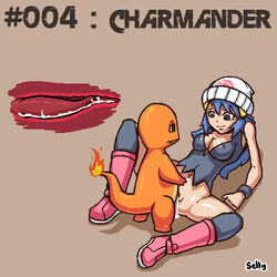 2010 charmander color cum cum_in_pussy dawn_(pokemon) female feral fire human interspecies male nintendo pokémon_(species) pokemon pokemon_dppt pokephilia romantic selty sex straight tail tail_fire vaginal_penetration