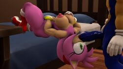 1boy 1girls 3d 3d_(artwork) alternate_breast_size alternate_breast_size_(larger) amy_rose anthro anthro_female anthro_only bed bedroom bedroom_sex big_breasts blanket blue_penis breasts breasts_out closed_eyes comforter duo eyelashes eyes_half_closed eyes_half_open fellatio femsub galestar01 green_eyes hedgehog hedgehog_boy hedgehog_ears hedgehog_girl hedgehog_humanoid male/female maledom masculine masturbating masturbating_during_fellatio masturbation mobian mobian_(species) mobian_hedgehog pillow pink_fur quills quills_(anatomy) riding riding_penis sega sonic_(series) sonic_the_hedgehog sonic_the_hedgehog_(series) spikes spikes_(anatomy) spines straight straight_sex video_game video_game_character video_game_franchise video_games wall wall_(structure)