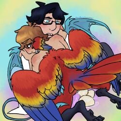 animal_genitalia animal_humanoid avian avian_feet avian_humanoid bird bird_legs black_hair blonde_hair blue_claws blue_eyes blue_tail blue_wings bodily_fluids claws clenched_feet cloaca clothed clothed_humanoid clothing cubfan135 duo egg egg_from_pussy eyewear fangs feathers feet female freckles genitals glasses grian hair head_wings hermitcraft hi_res holding_partner human humanoid male male/female male/male mammal microsoft minecraft mojang notched_wings open_mouth oviposition parrot pointy_ears randompasserbyer slick sweat tail tail_feathers talons tapering_tail teeth toes trans_(lore) unusual_wing_placement vex_(minecraft) wearing_glasses wings xbox_game_studios