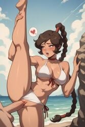 ai_generated anime anime_girl anime_style avatar_the_last_airbender beach beach_sex bikini braided_hair braided_ponytail brown_hair fucked heart_eyes legs_up long_hair long_ponytail nickelodeon orgasm pleasure_face ponytail public_nudity public_sex pussy teenage_girl teenager ty_lee white_bikini