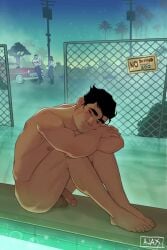 ajaxisdead bara bolin comic_cover flaccid flaccid_penis gay male mood_lighting moody nighttime sad solo_male the_legend_of_korra