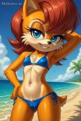 ai_generated armpits camel_toe cameltoe female furry furry_female furry_only mobian mobian_(species) mobians.ai sally_acorn smaller_breasts sonic_(series) sonic_the_hedgehog_(archie) sonic_the_hedgehog_(comics) sonic_the_hedgehog_(series)