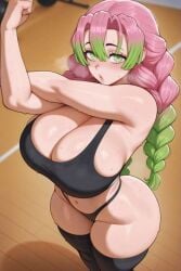 ass big_breasts girl kanroji_mitsuri school_uniform