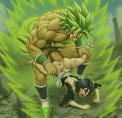 3d_(artwork) bleach broly clapping_ass clapping_cheeks clenched_hand crossover defeated defeated_heroine dragon_ball dragon_ball_super forced fucked_from_behind kuchiki_rukia lifting rape raped size_difference torn_clothes torn_clothing vaginal_penetration