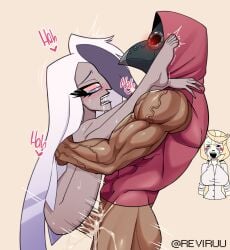 1_eye angel big_penis blush breasts charlie_morningstar_(hazbin_hotel) clothed clothing cum cum_in_pussy cum_inside dark-skinned_male dark_skin duo erection eye_patch faceless_male female female_penetrated grey_body hair hazbin_hotel human interspecies male male/female male_penetrating male_penetrating_female mask masked masked_male muscular muscular_male nude open_mouth partially_clothed penetration penis pussy pussy_juice rape reviruu saliva sex simple_background standing standing_sex straight sweat tears teeth thick_thighs tongue vaggie_(hazbin_hotel) vaginal_penetration vaginal_sex vein veiny_penis