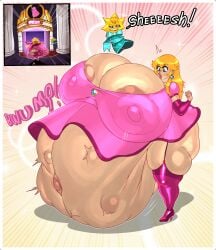 areola_slip fetal_movement flamingsanity gigantic_breasts huge_ass human hyper_belly hyper_breasts hyper_pregnancy mario_(series) massive_breasts mayternity pregnancy_expansion pregnant pregnant_expansion princess_peach rapid_pregnancy ready_to_pop standing