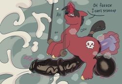 1boy anal_masturbation annacrazytoivo brown_hair cum cumming cumming_from_anal_sex cumming_while_penetrated dildo dildo_in_ass donut_anus feral horse_penis horsecock huge_balls huge_cock male male_only ponut pony puffy_anus red_body remipony_(remiman) sissygasm unicorn