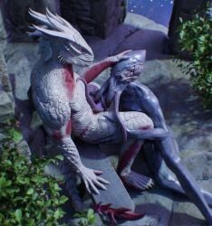 3d_(artwork) anthro anthro_on_anthro anthro_penetrated anthro_penetrating anthro_penetrating_anthro baldur's_gate baldur's_gate_3 beepyromancer cheek_spikes claws digital_media_(artwork) dragonborn_(dnd) dungeons_and_dragons duo erection eye_contact face_tentacles facial_spikes fellatio genitals hand_on_head hand_on_leg hand_on_thigh hasbro hi_res horn interspecies larian_studios looking_at_another male male/male mind_flayer muscular muscular_anthro muscular_male night nude oral oral_penetration outside penetration penile penis plant purple_body purple_eyes purple_penis purple_skin reclining red_body red_eyes red_scales scales scalie sex shrub sitting sky spiked_tail spikes spikes_(anatomy) star starry_sky tail teeth tentacle tentacle_on_chest tentacle_on_leg tentacle_on_penis teratophilia the_dark_urge_(baldur's_gate) the_emperor_(baldur's_gate) white_body white_scales wizards_of_the_coast